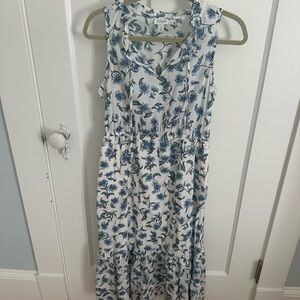 J. Crew Blue and White Sleeveless Sundress